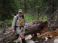Picture of Chuck Bell flagging a trail in the Rawah Wilderness, July 2009